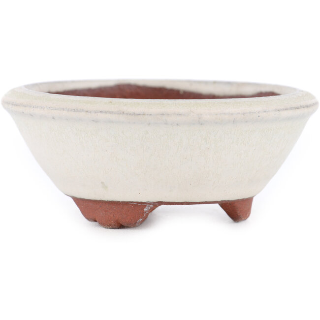 Round off-white bonsai pot by Eime Yozan - 100 x 100 x 35 mm