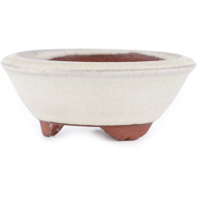 Round off-white bonsai pot by Eime Yozan - 100 x 100 x 35 mm