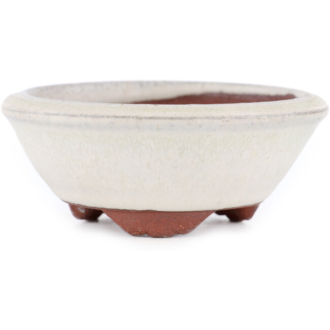 Vaso bonsai rotondo bianco sporco di Eime Yozan - 100 x 100 x 35 mm