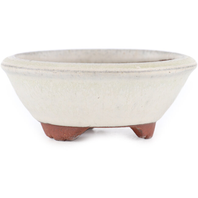 Vaso bonsai rotondo bianco sporco di Eime Yozan - 100 x 100 x 35 mm