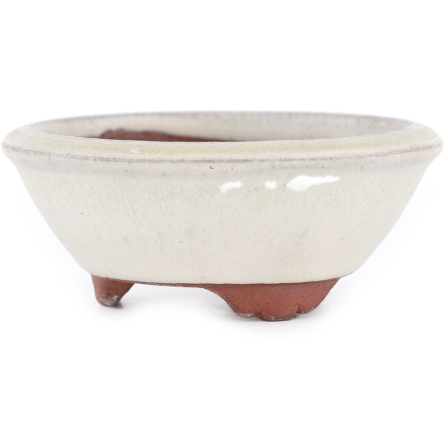 Pot à bonsaï rond blanc cassé par Eime Yozan - 100 x 100 x 35 mm