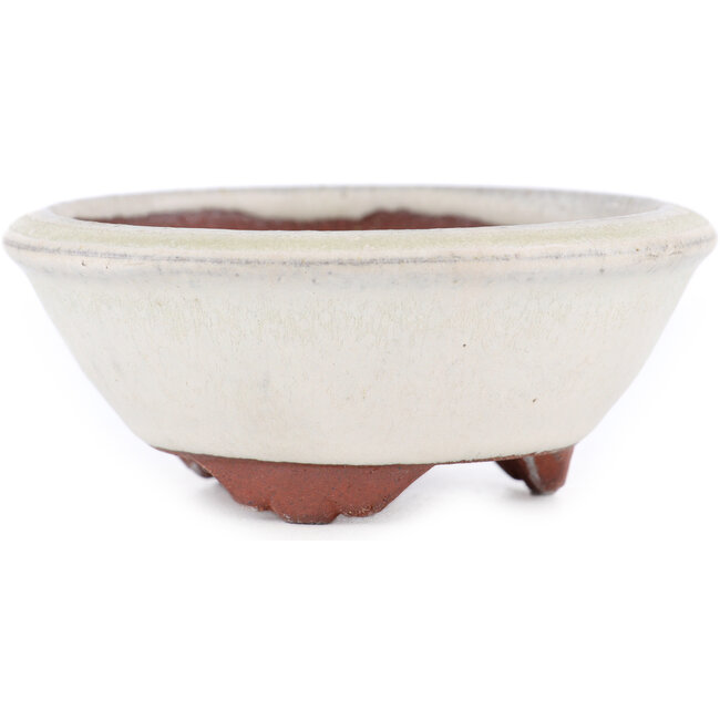 Vaso bonsai rotondo bianco sporco di Eime Yozan - 100 x 100 x 35 mm