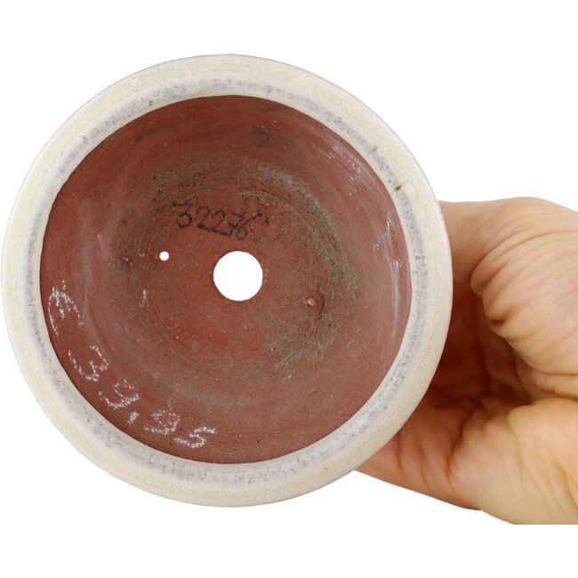 Round off-white bonsai pot by Eime Yozan - 100 x 100 x 35 mm