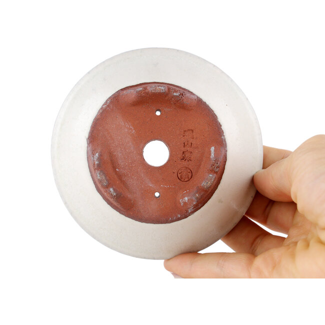 Runder cremefarbener Bonsaitopf von Eime Yozan – 100 x 100 x 35 mm