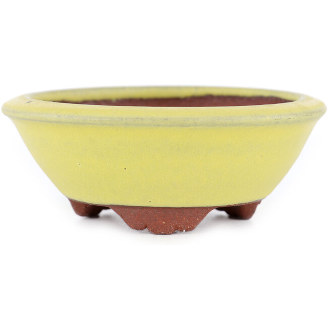 Pot à bonsaï rond jaune par Eime Yozan - 100 x 100 x 35 mm