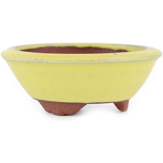 Pot à bonsaï rond jaune par Eime Yozan - 100 x 100 x 35 mm