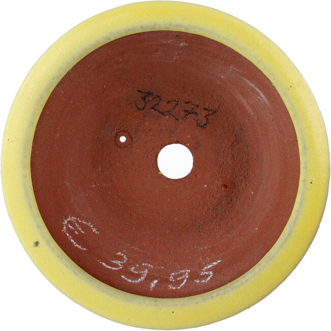 Ronde gele bonsaipot van Eime Yozan - 100 x 100 x 35 mm