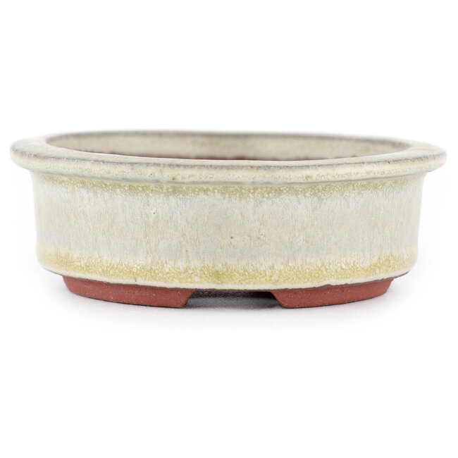 Ovaler beiger Bonsaitopf von Eime Yozan – 120 x 100 x 30 mm