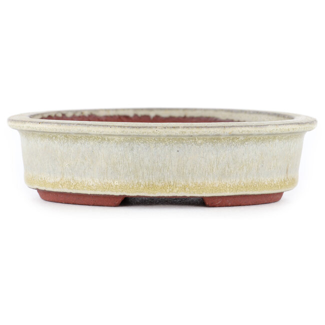 Pot à bonsaï ovale beige par Eime Yozan - 120 x 100 x 30 mm