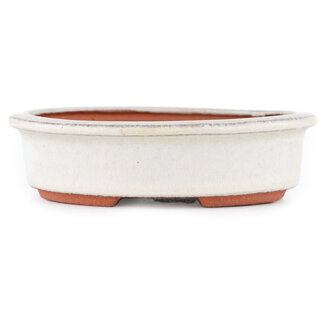  Eimei ( Yozan kiln) 120 mm gebroken witte bonsaipot van Eime Yozan, Tokoname, Japan