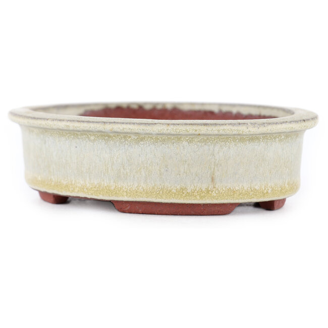 Pot à bonsaï ovale beige par Eime Yozan - 120 x 100 x 30 mm