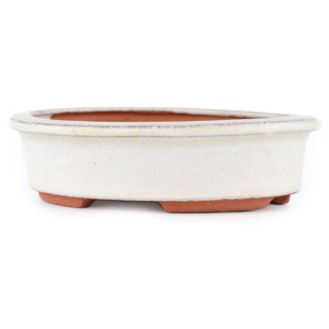 Pot à bonsaï ovale blanc cassé par Eime Yozan - 120 x 100 x 30 mm