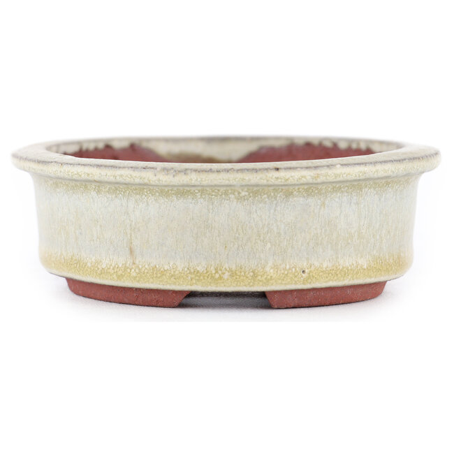 Oval beige bonsai pot by Eime Yozan - 120 x 100 x 30 mm