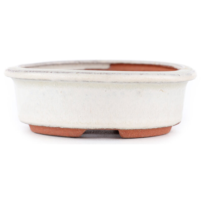Ovaler, cremefarbener Bonsaitopf von Eime Yozan – 120 x 100 x 30 mm