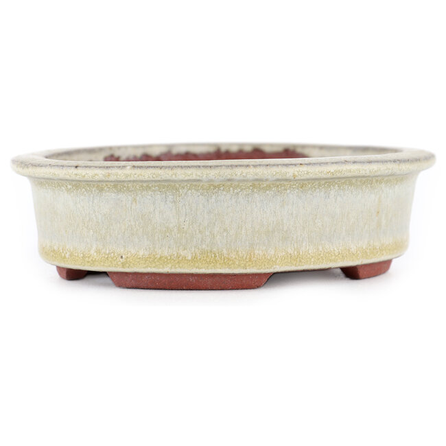Pot à bonsaï ovale beige par Eime Yozan - 120 x 100 x 30 mm