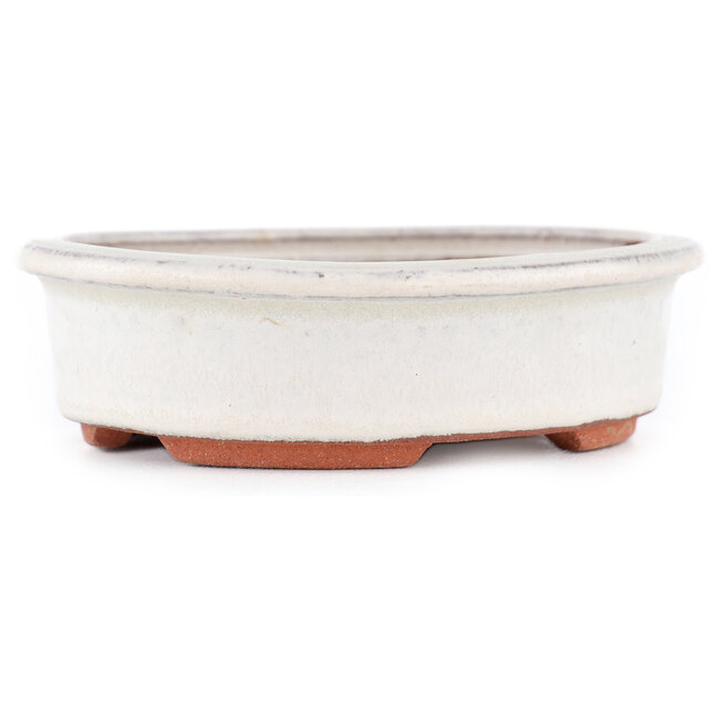 Pot à bonsaï ovale blanc cassé par Eime Yozan - 120 x 100 x 30 mm