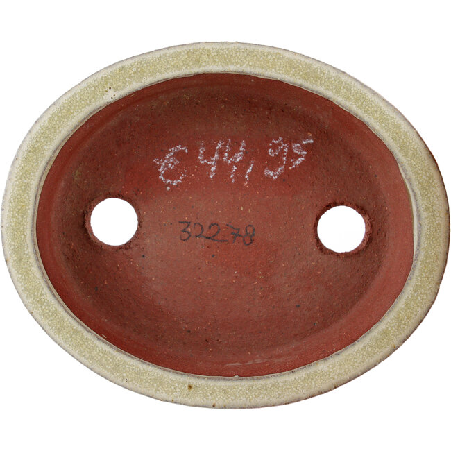 Pot à bonsaï ovale beige par Eime Yozan - 120 x 100 x 30 mm