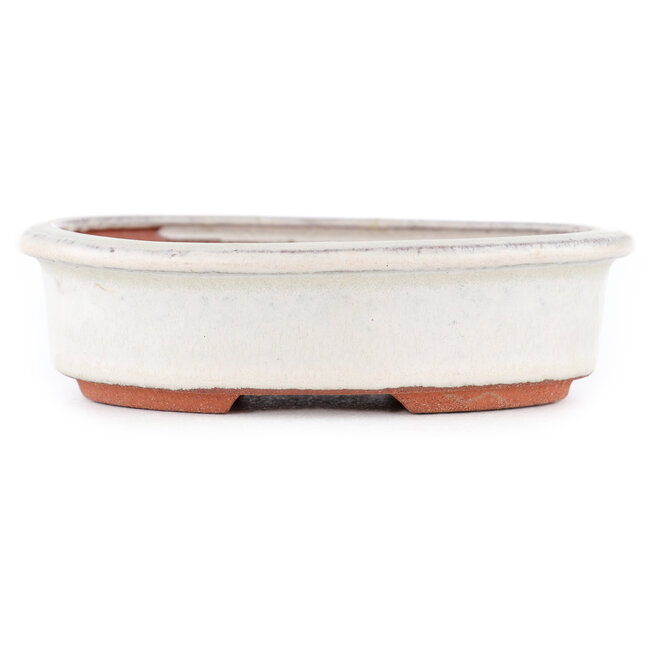 Pot à bonsaï ovale blanc cassé par Eime Yozan - 120 x 100 x 30 mm