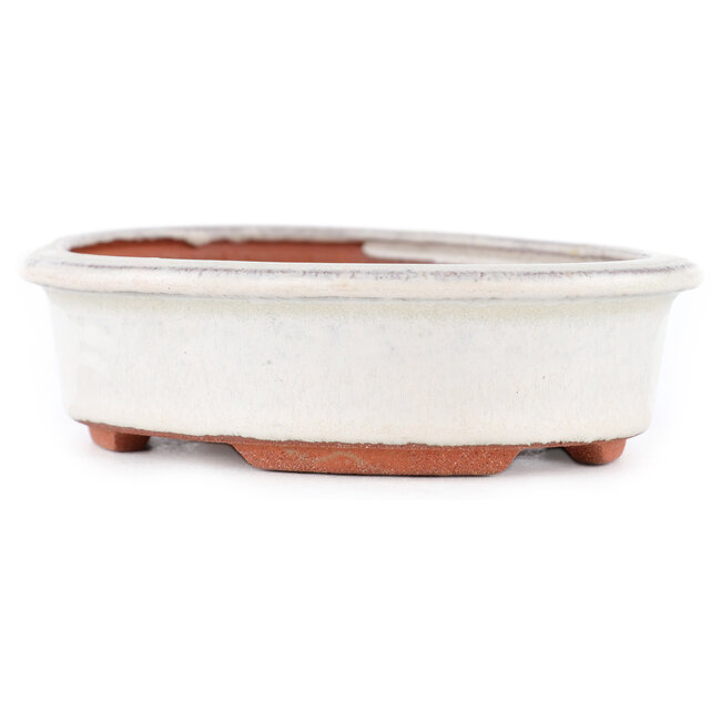 Pot à bonsaï ovale blanc cassé par Eime Yozan - 120 x 100 x 30 mm