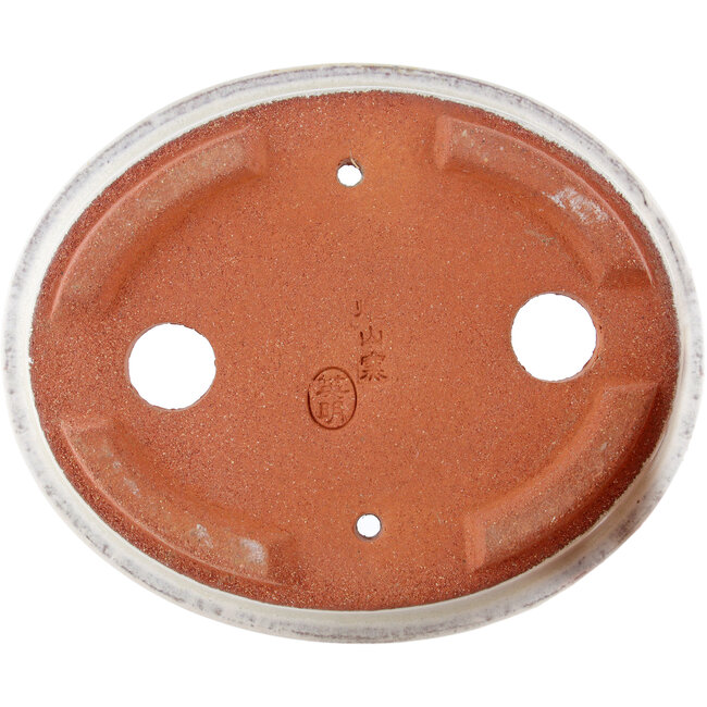 Ovaler, cremefarbener Bonsaitopf von Eime Yozan – 120 x 100 x 30 mm