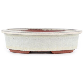  Eimei ( Yozan kiln) 120 mm gebroken witte bonsaipot van Eime Yozan, Tokoname, Japan