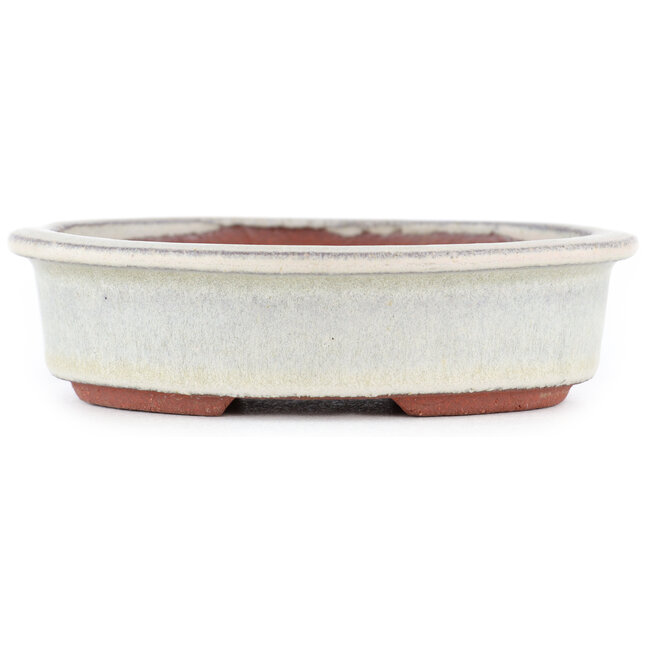 Oval off-white bonsai pot by Eime Yozan - 120 x 100 x 30 mm