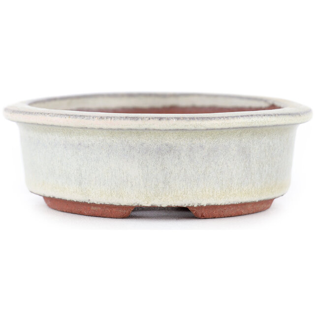 Pot à bonsaï ovale blanc cassé par Eime Yozan - 120 x 100 x 30 mm