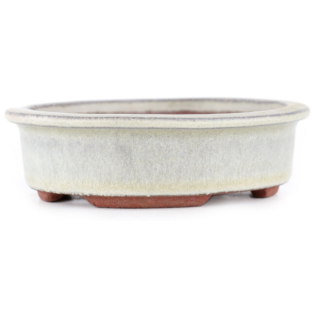 Pot à bonsaï ovale blanc cassé par Eime Yozan - 120 x 100 x 30 mm