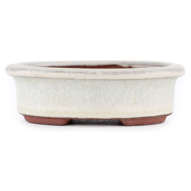 Oval off-white bonsai pot by Eime Yozan - 95 x 80 x 30 mm