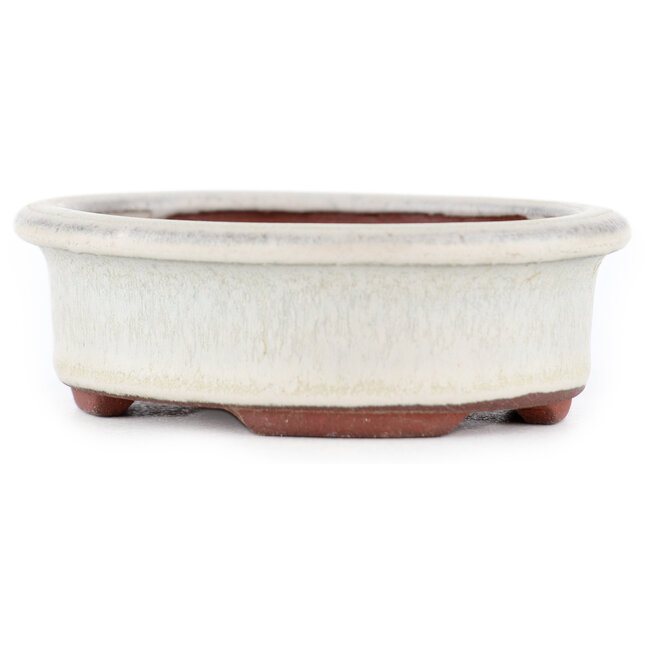 Vaso bonsai ovale bianco sporco di Eime Yozan - 95 x 80 x 30 mm