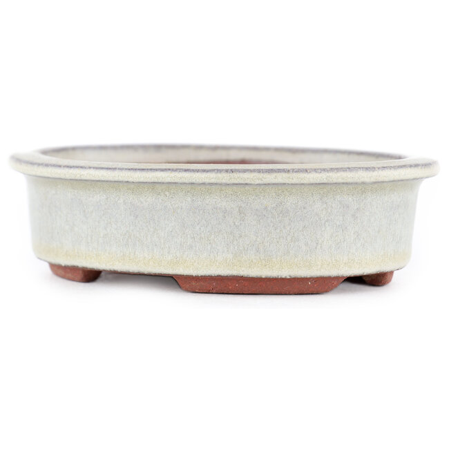 Ovaler, cremefarbener Bonsaitopf von Eime Yozan – 120 x 100 x 30 mm
