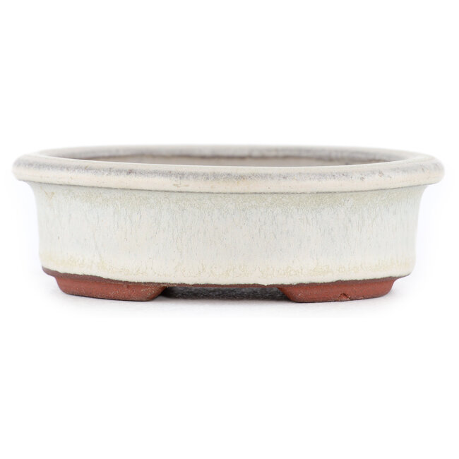 Vaso bonsai ovale bianco sporco di Eime Yozan - 95 x 80 x 30 mm