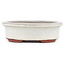 Oval off-white bonsai pot by Eime Yozan - 95 x 80 x 30 mm