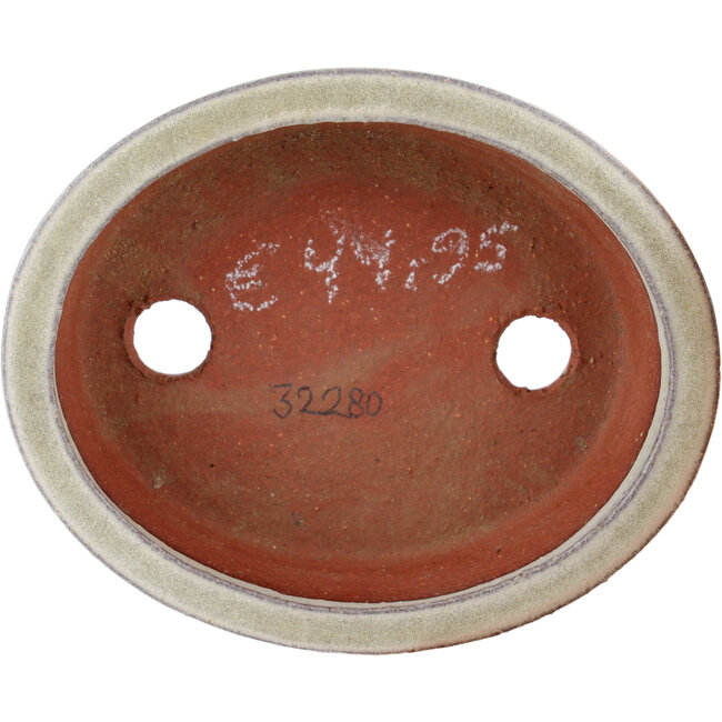 Maceta para bonsái ovalada blanco roto de Eime Yozan - 120 x 100 x 30 mm