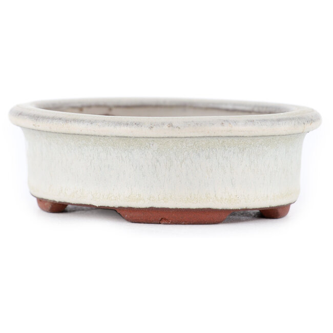 Pot à bonsaï ovale blanc cassé par Eime Yozan - 95 x 80 x 30 mm
