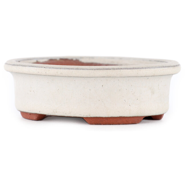 Vaso bonsai ovale bianco sporco di Eime Yozan - 95 x 80 x 30 mm
