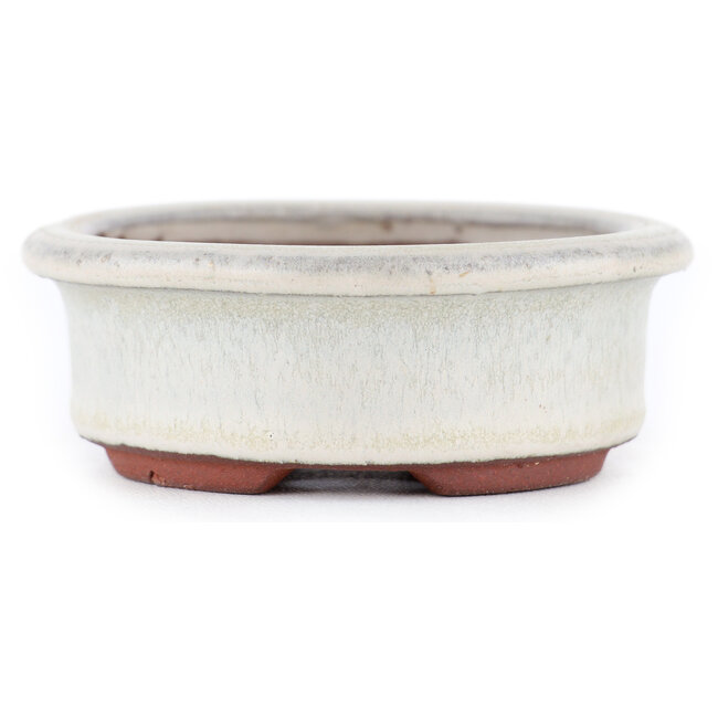 Maceta para bonsái ovalada blanco roto de Eime Yozan - 95 x 80 x 30 mm