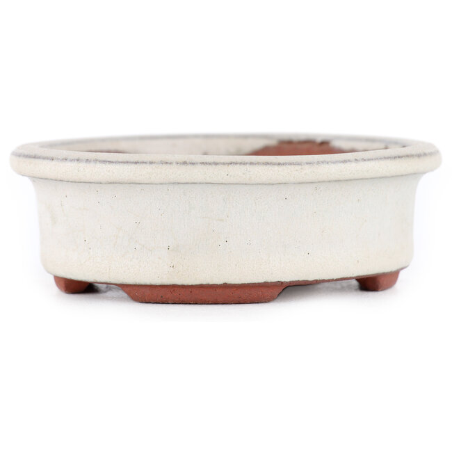 Vaso bonsai ovale bianco sporco di Eime Yozan - 95 x 80 x 30 mm