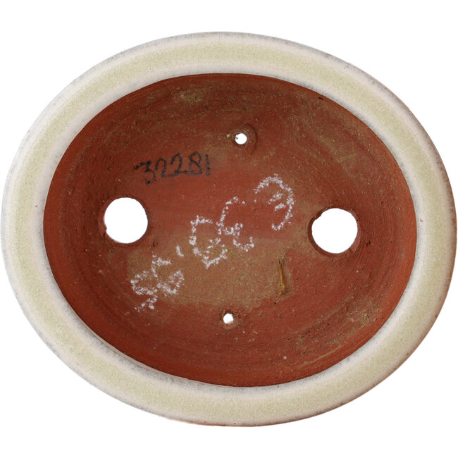 Vaso bonsai ovale bianco sporco di Eime Yozan - 95 x 80 x 30 mm