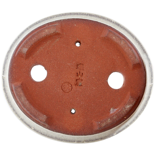 Ovaler, cremefarbener Bonsaitopf von Eime Yozan – 95 x 80 x 30 mm