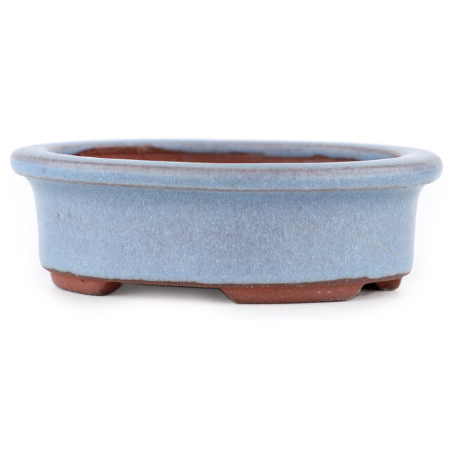 Oval blue bonsai pot by Eime Yozan - 95 x 80 x 30 mm