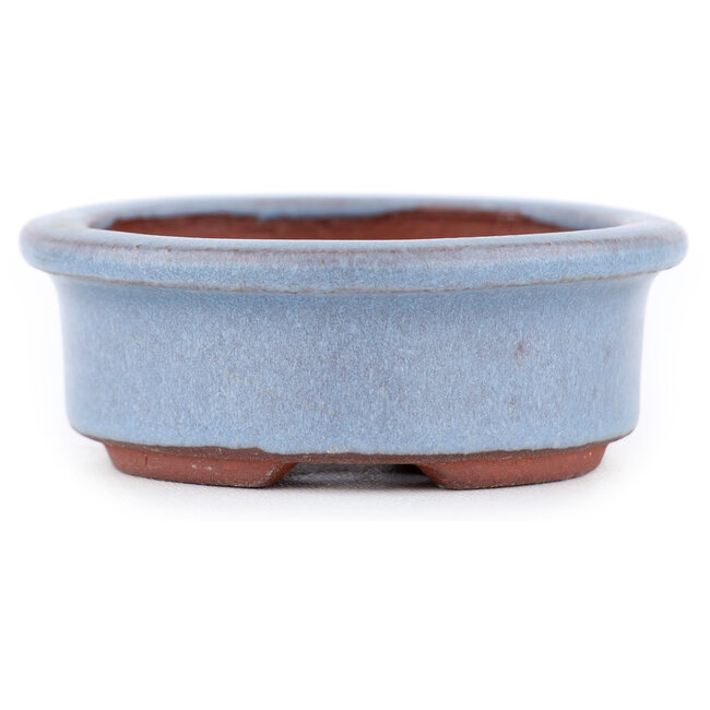 Ovale blauwe bonsaipot van Eime Yozan - 95 x 80 x 30 mm