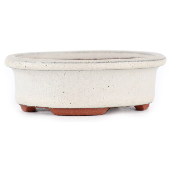 Vaso bonsai ovale bianco sporco di Eime Yozan - 95 x 80 x 30 mm