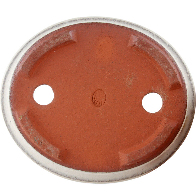 Oval off-white bonsai pot by Eime Yozan - 95 x 80 x 30 mm