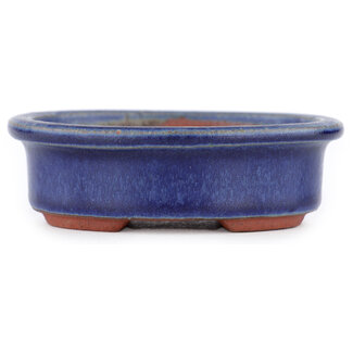 Eimei ( Yozan kiln) 95 mm  blue bonsai pot by Eime Yozan, Tokoname, Japan