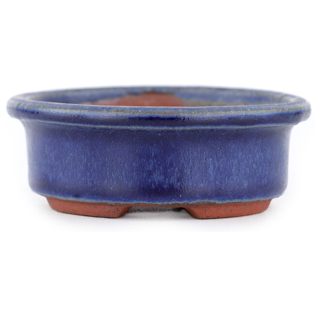 Ovaler blauer Bonsaitopf von Eime Yozan – 95 x 80 x 30 mm