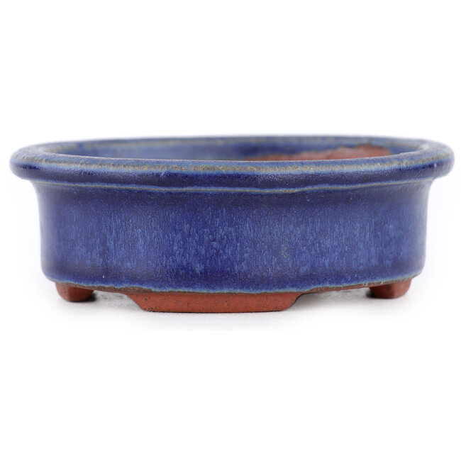 Ovaler blauer Bonsaitopf von Eime Yozan – 95 x 80 x 30 mm