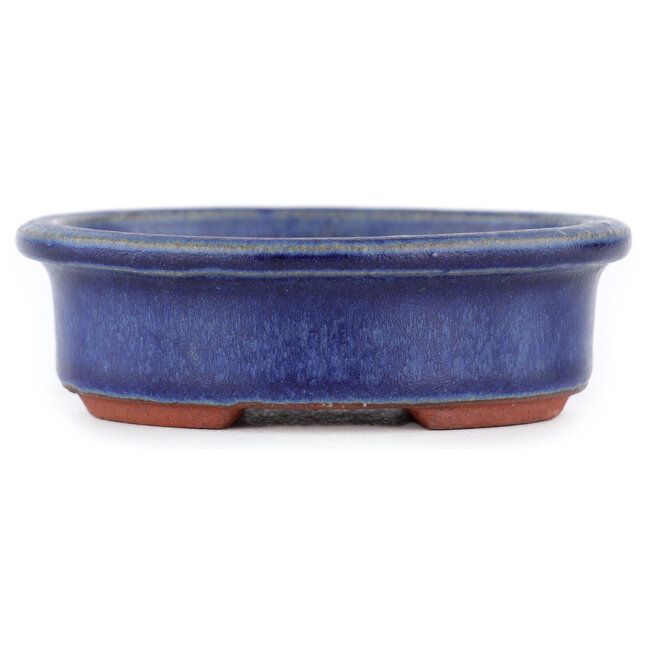 Ovale blauwe bonsaipot van Eime Yozan - 95 x 80 x 30 mm