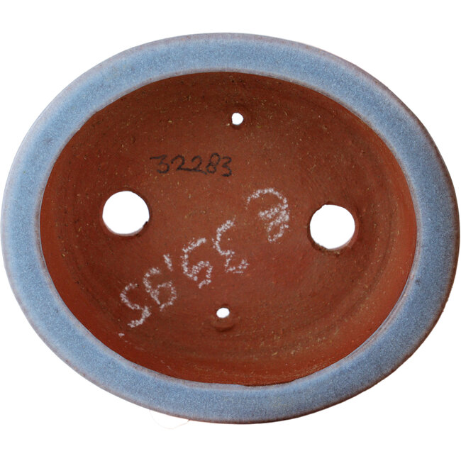 Oval blue bonsai pot by Eime Yozan - 95 x 80 x 30 mm