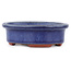 Oval blue bonsai pot by Eime Yozan - 95 x 80 x 30 mm